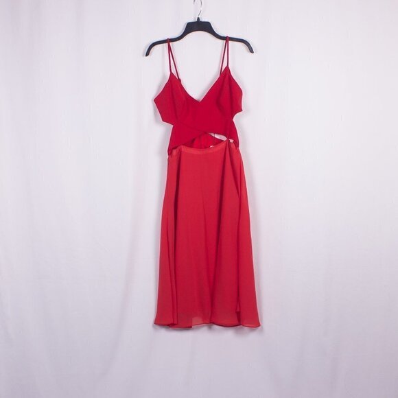 NWT DRESS THE POPULATION Abigail Cutout Fit & Flare Dress in Rouge Size L - Picture 4 of 6